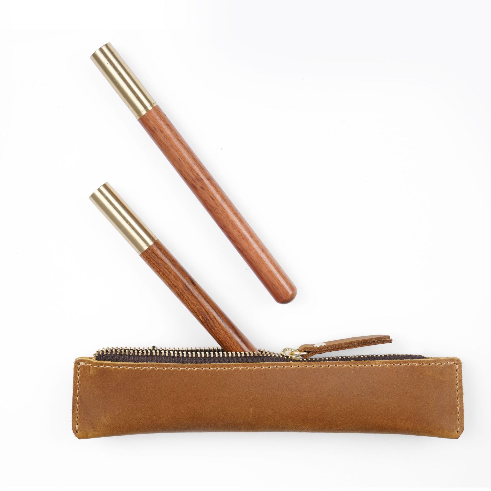 Wholesale Simple Portable Genuine Leather Top Layer Cowhide Mini Pencil Case